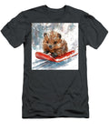 Cute Hedgehog Sledding in the Snow Winter Wonderland Rhys Jacobson T-Shirt