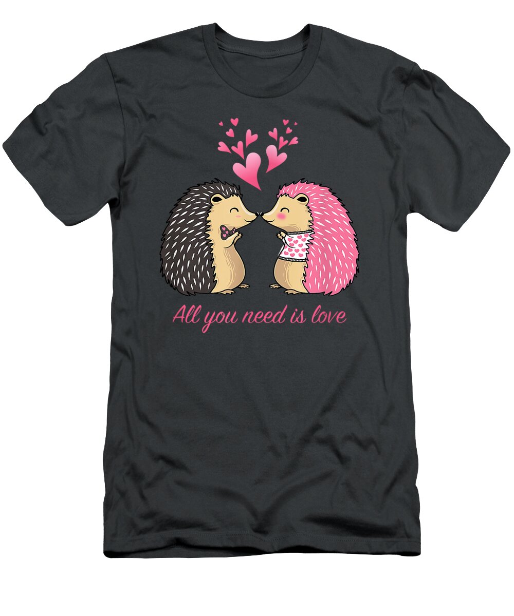 Cute Hedgehogs Kissing Valentines Day for Her Lauraw Greys T-Shirt
