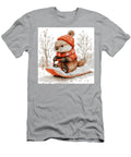Cute Otter Sledding in Winter Watercolor Illustration Rhys Jacobson T-Shirt