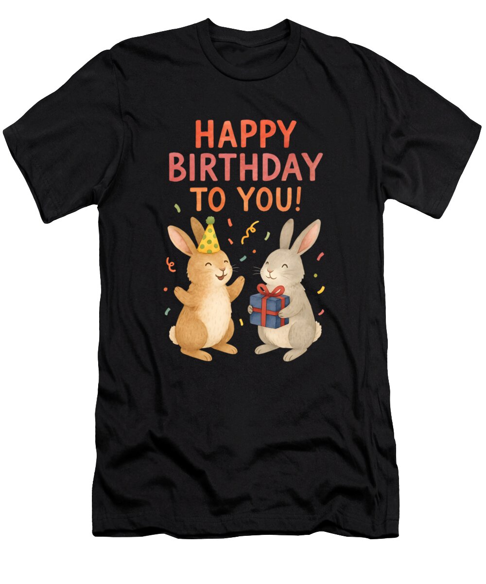 Cute Rabbits Birthday Celebration Happy Birthday Mounir Khalfouf T-Shirt