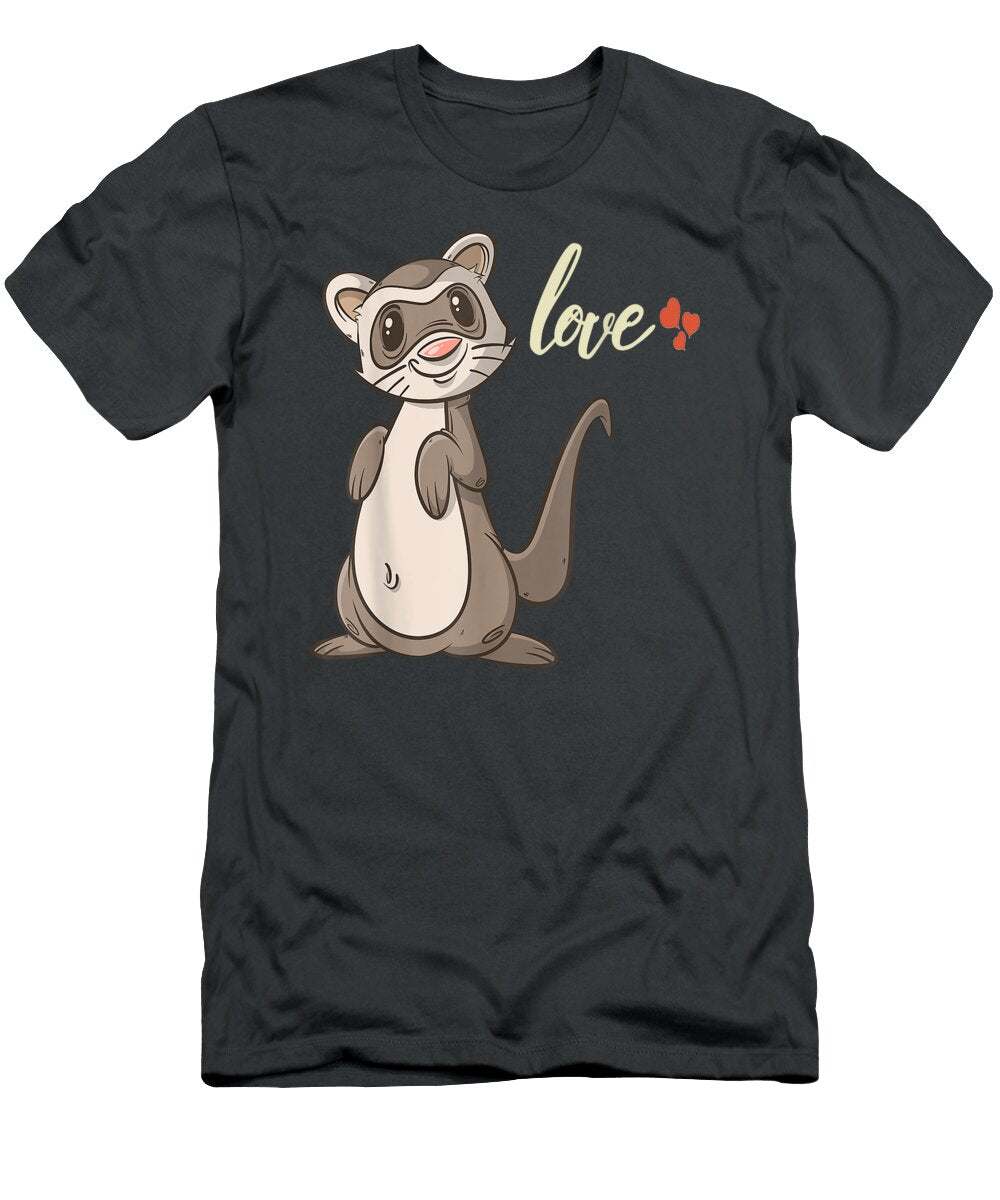 Cute Valentines Day Ferret T for Kids Adults Lochlk Adjoa T-Shirt