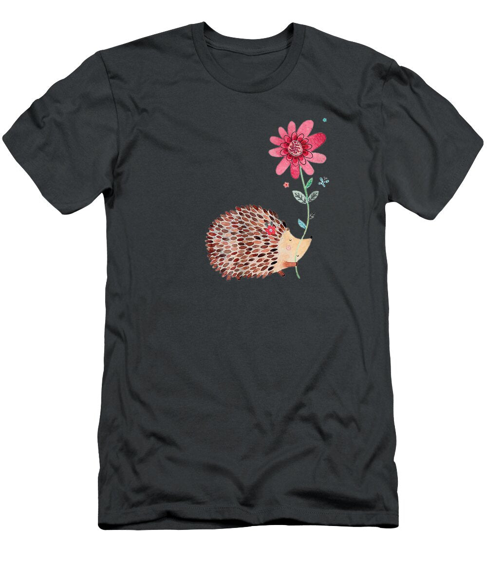 Cute Vintage Hedgehog Flower Art Hollis Amelia T-Shirt
