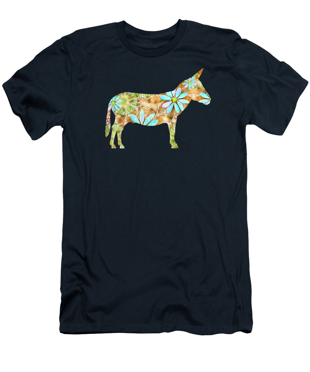 Dancing Daisies Donkey Art Sharon Cummings T-Shirt