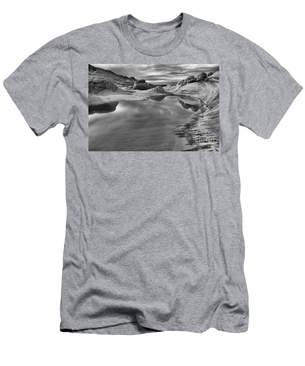 Desert Water Reflections Black and White Adam Jewell T-Shirt