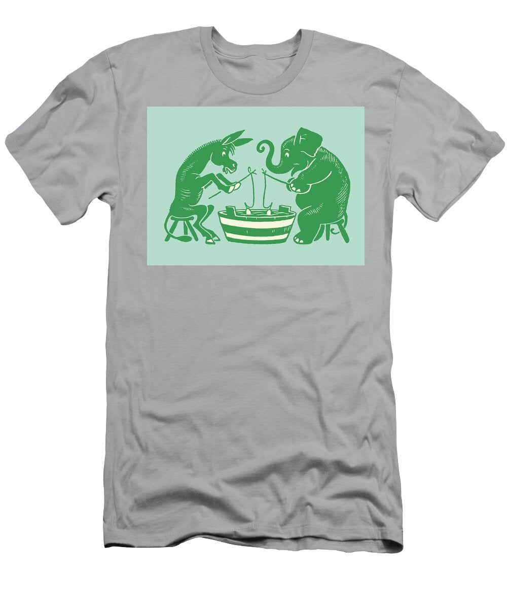 Donkey and Elephant Fishing in a Tub Csa Images T-Shirt