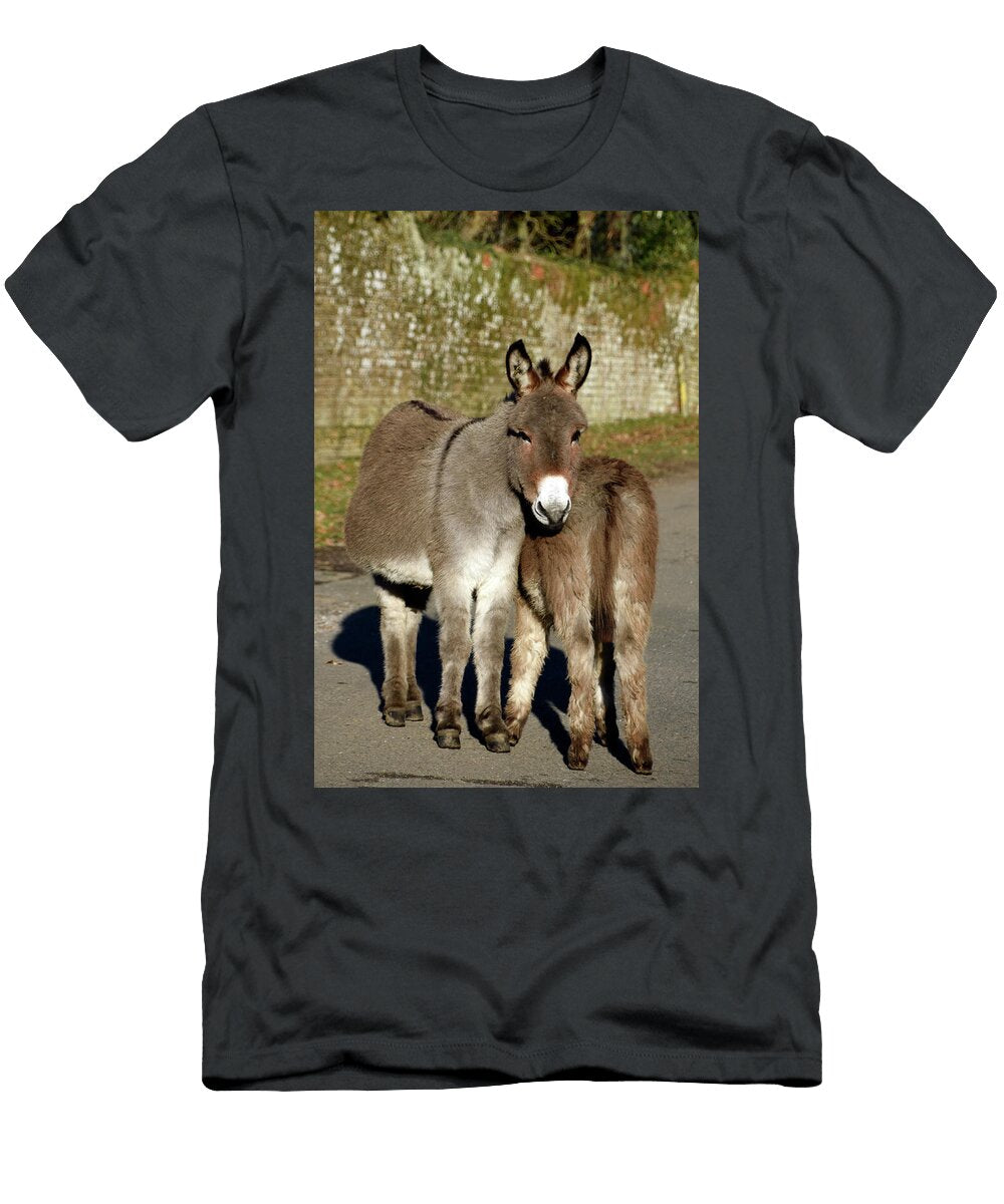 Donkey and Foal on the Road New Forest England Loren Dowding T-Shirt