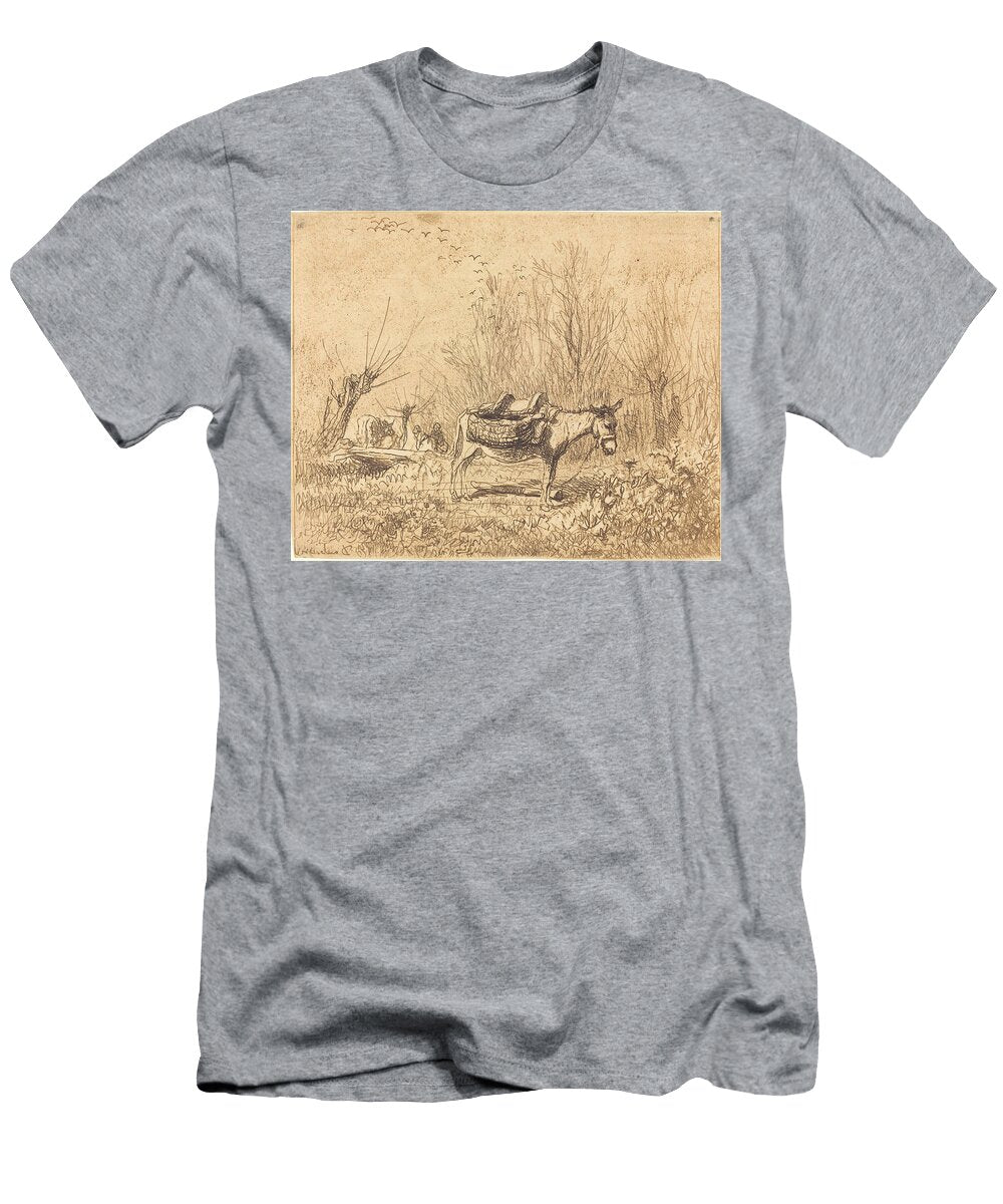 Donkey in a Field L Ane Au Pre Charles Fran Ois Daubigny T-Shirt