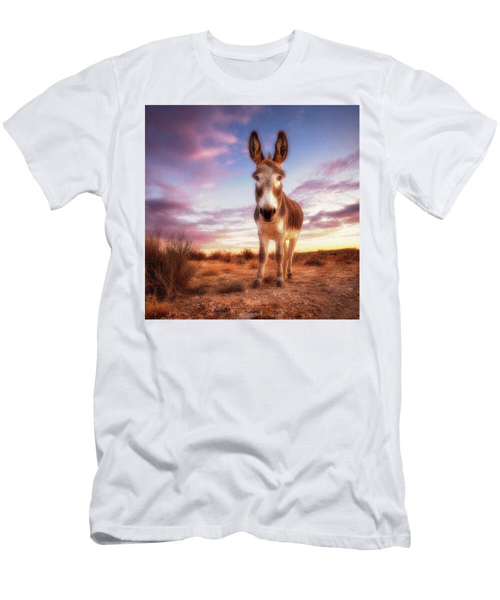 Donkey in Desert At Sunset Esoterica Art Agency T-Shirt