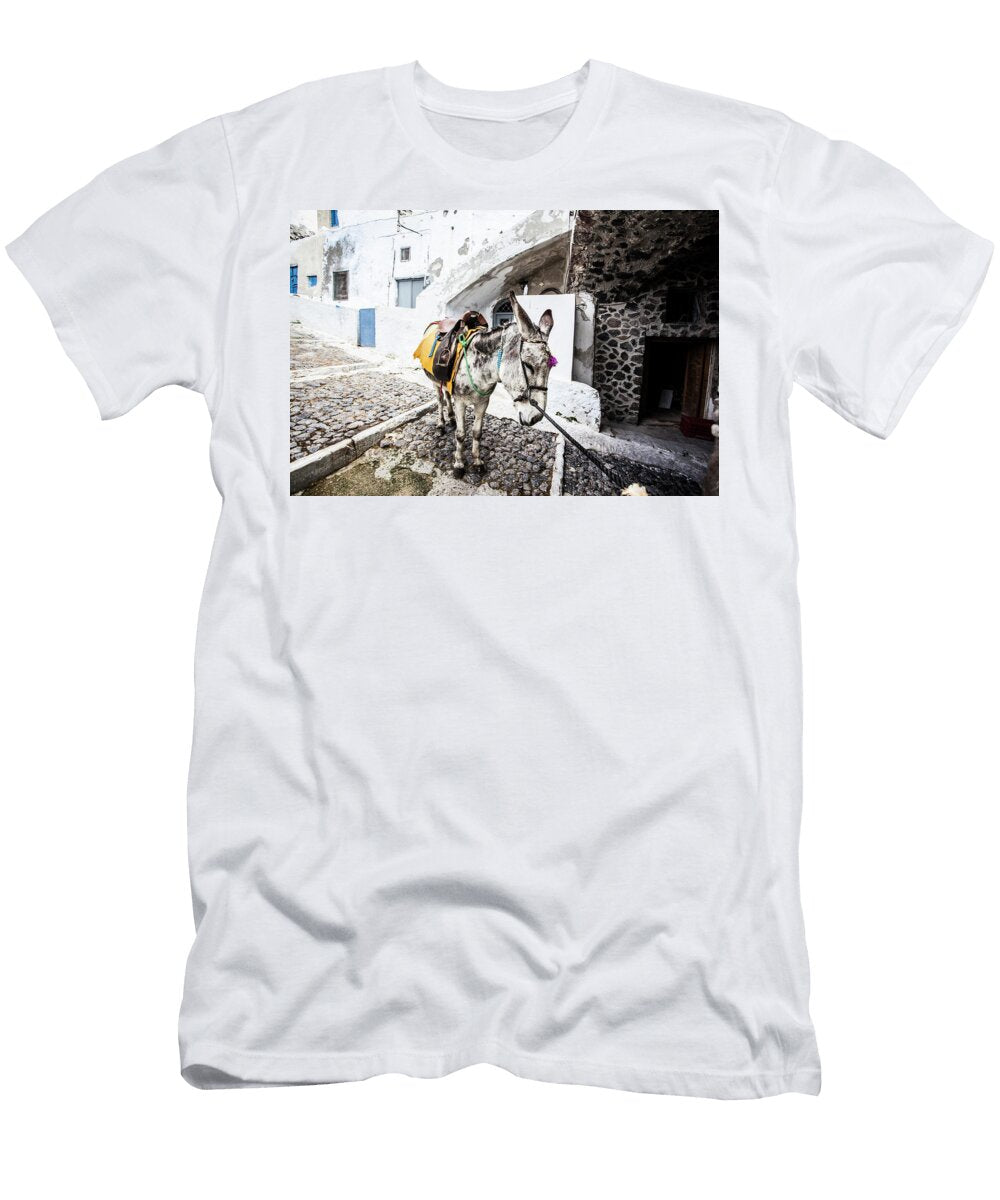 Donkey in Santorini Greece Tim Martin T-Shirt