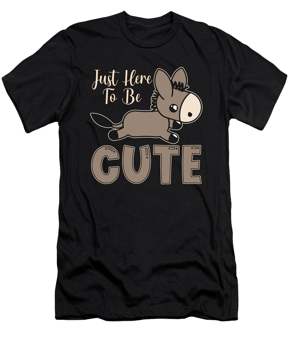 Donkey Just Here to Be Cute Mini Donkey Farmer Pet Tshirtconcepts Marvin Poppe T-Shirt