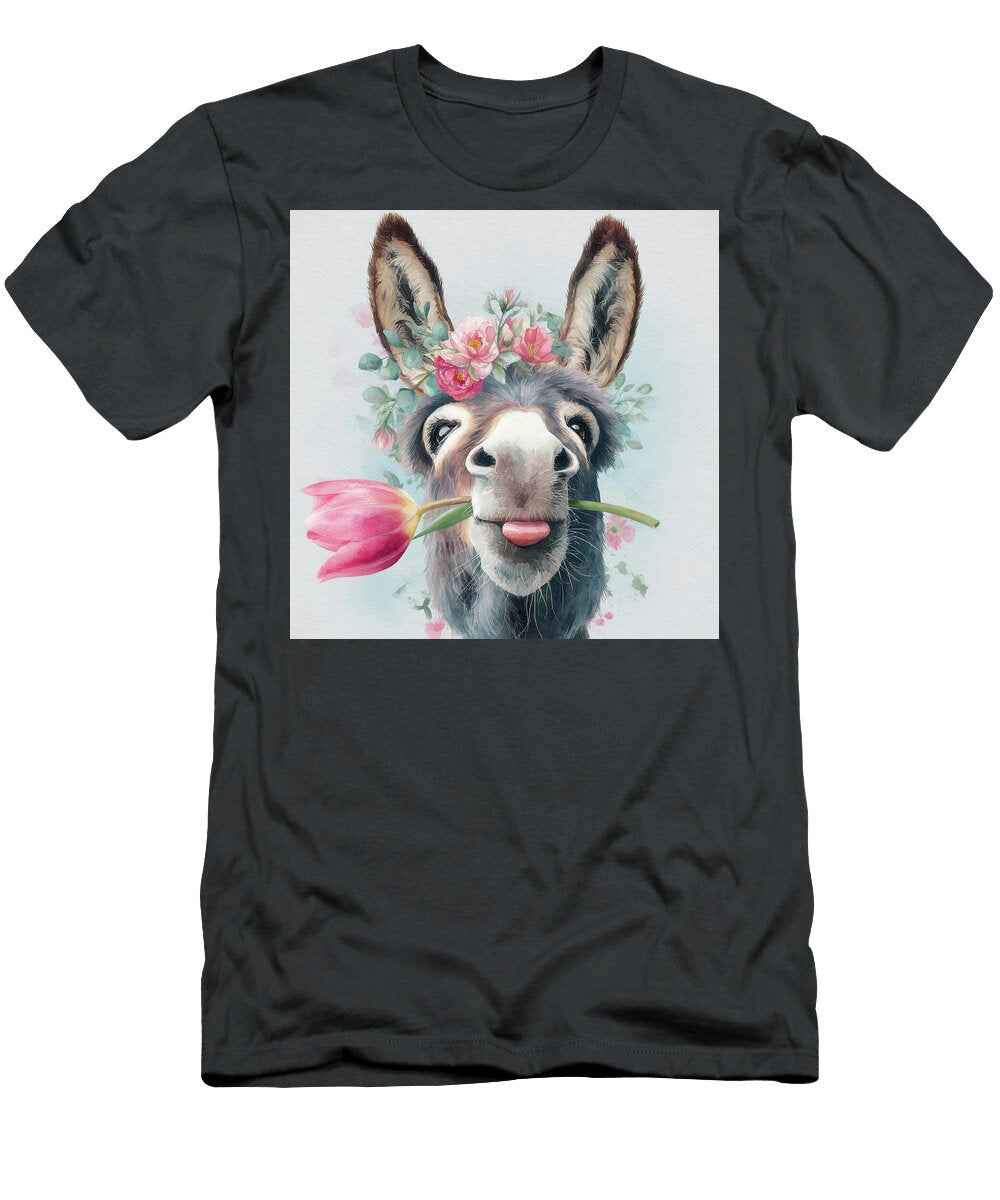 Donkey Tulip Kisses 2 Lisa S Baker T-Shirt