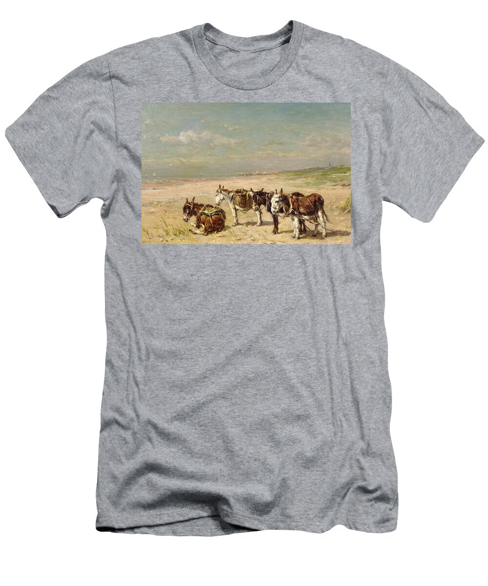 Donkeys on the Beach Johannes Hubertus Leonardus De Haas T-Shirt