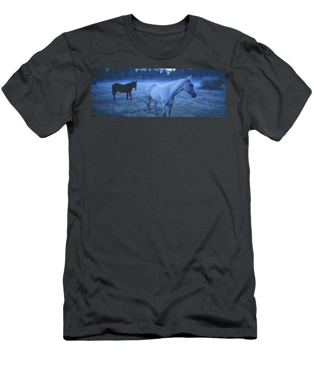 Dreamy Blue Mystery Horses Animal Images T-Shirt