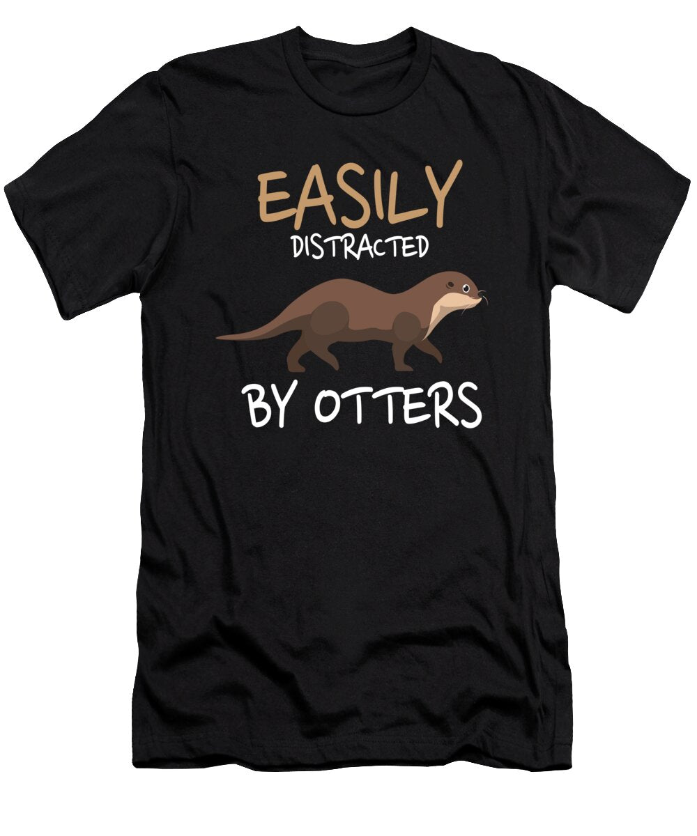 Easily Distracted By Otters Sweet Cute Moon T-Shirt