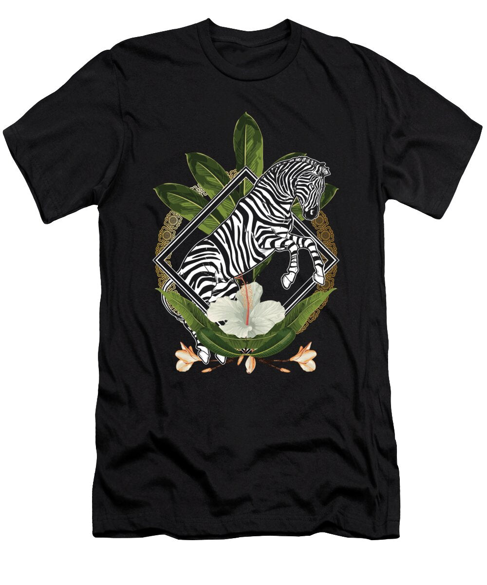 Elegant Hawaiian Zebra Lover Leaf Floral Savannah Animal Thomas Larch T-Shirt