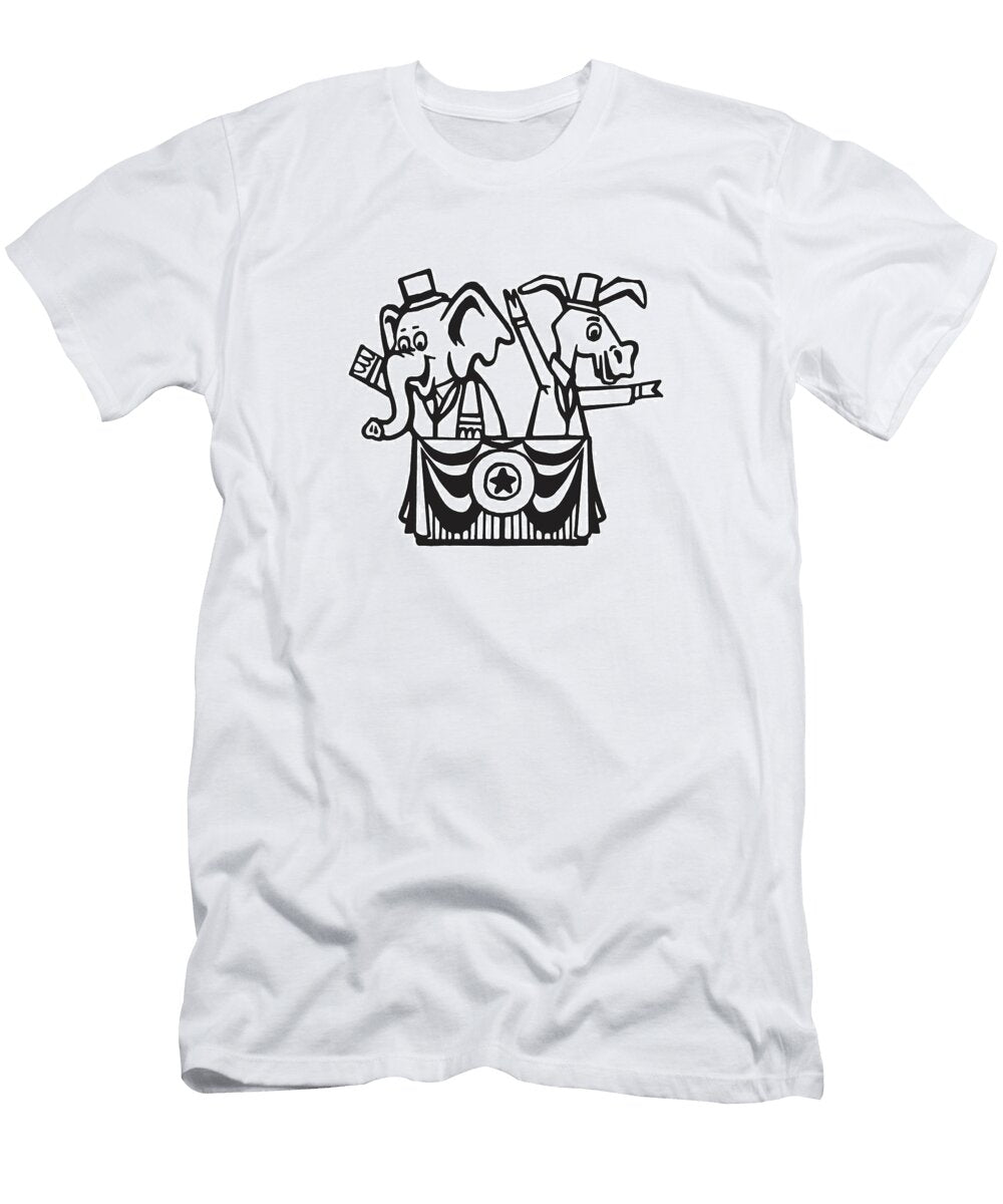 Elephant and Donkey Political Candidates Csa Images T-Shirt