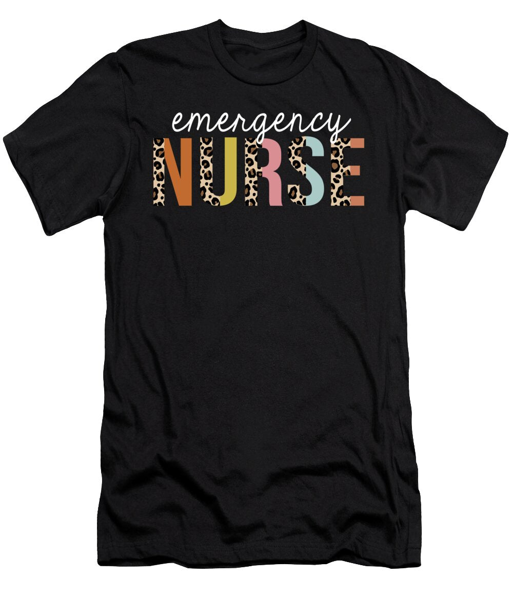 Emergency Nurse Colorful Leopard Print Funny Jensen Cena T-Shirt