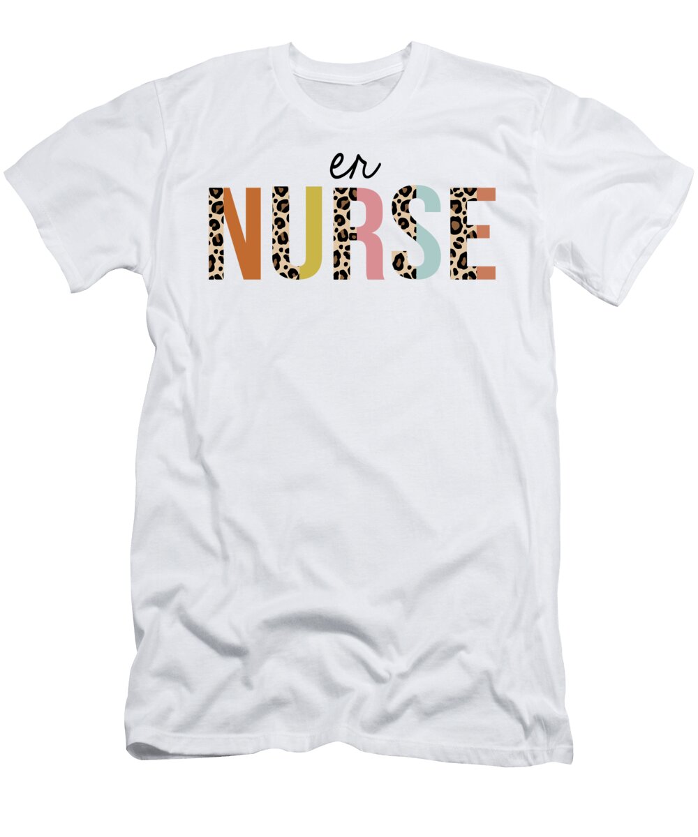 Er Nurse Leopard Print Registered Rn Nursing Appreciation Jensen Cena T-Shirt