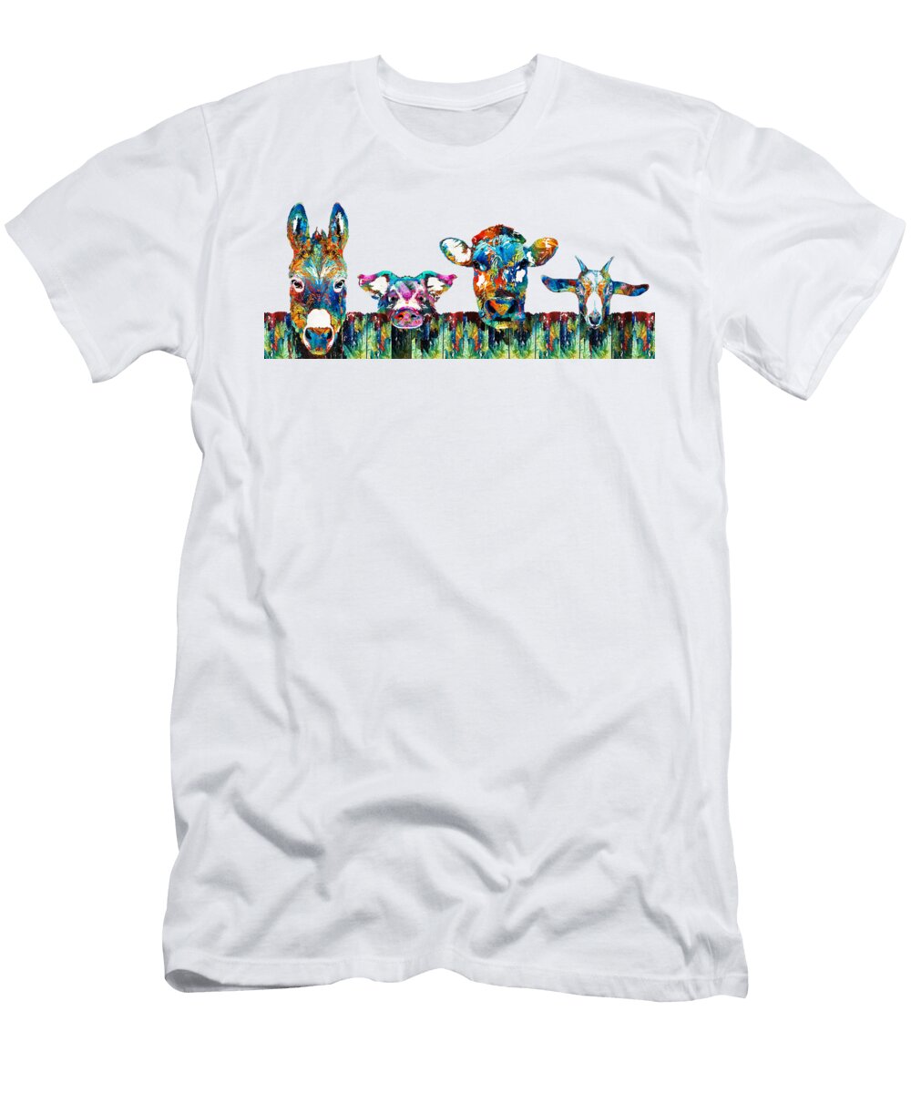 Farm Animals Over the Fence Sharon Cummings Sharon Cummings T-Shirt