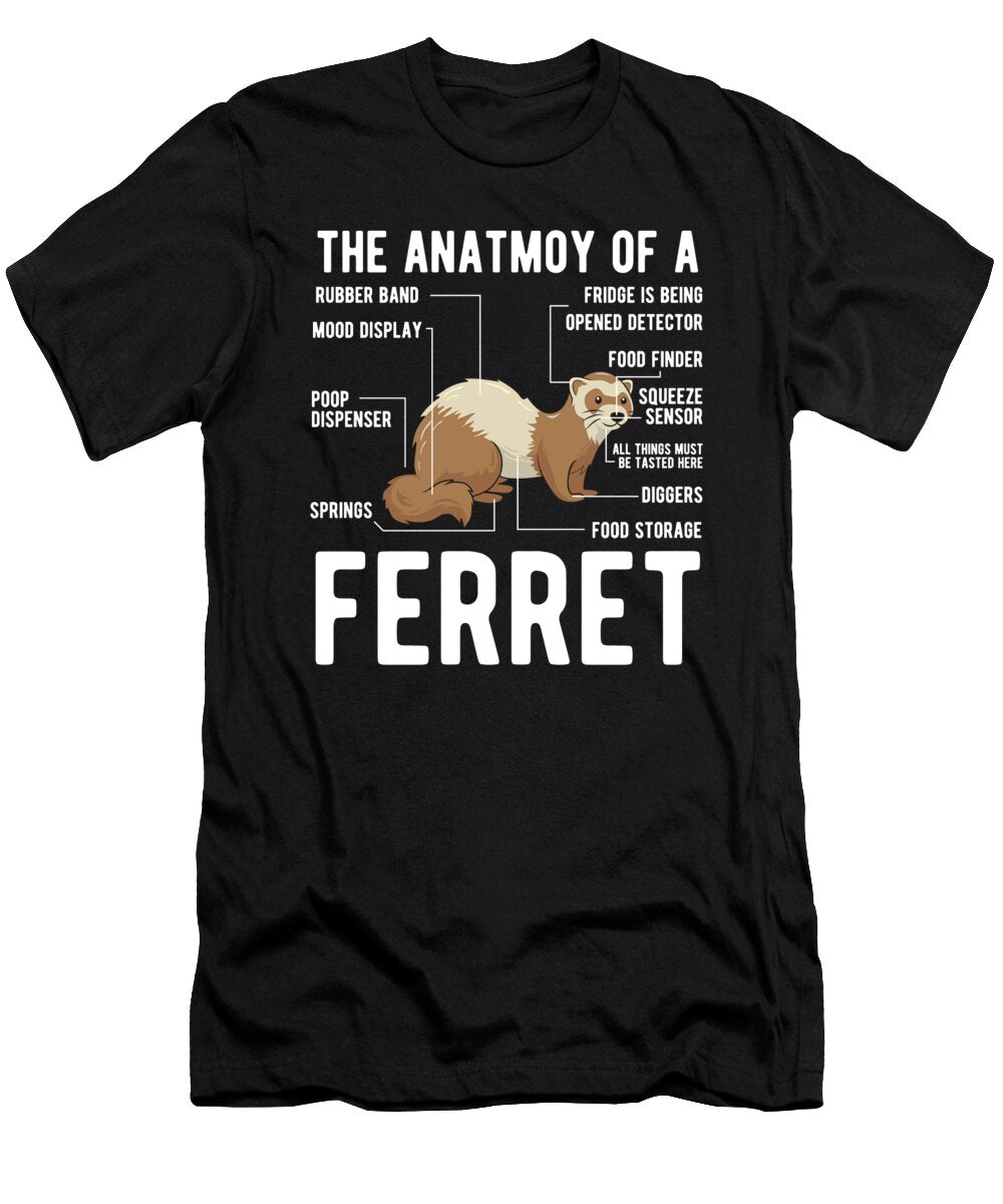 Ferret Anatomy Funny Animal Lover Furry Wildlife Gift Haselshirt T-Shirt