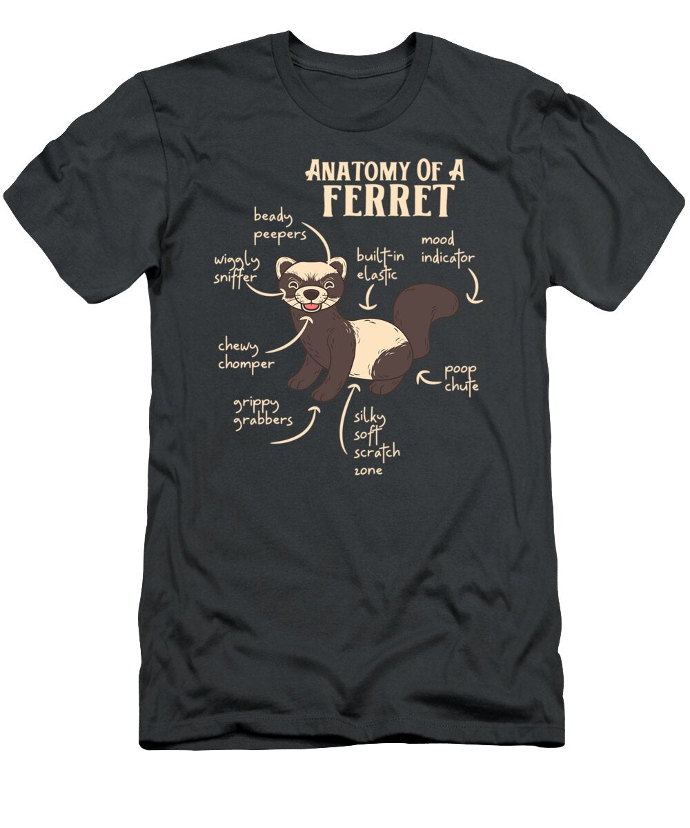 Ferret Anatomy Funny Animal Lover Polecat Paw Pet Owner Aliciw Mille T-Shirt