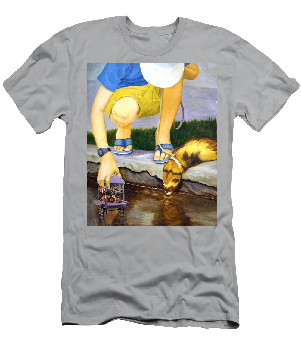 Ferret and Boy with Toy Cart Karen Zuk Rosenblatt T-Shirt