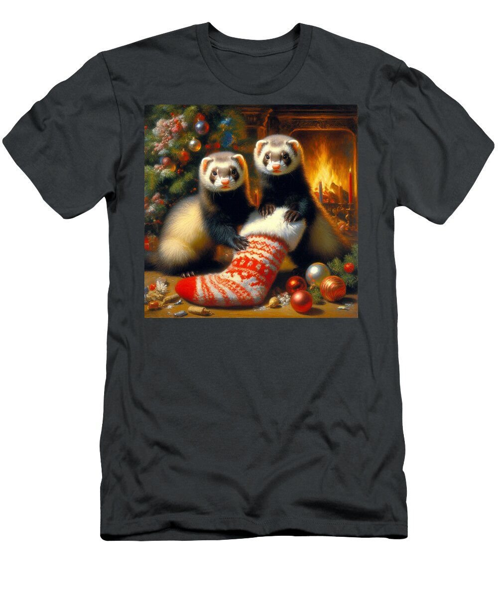 Ferret Christmas Janice Maclellan T-Shirt