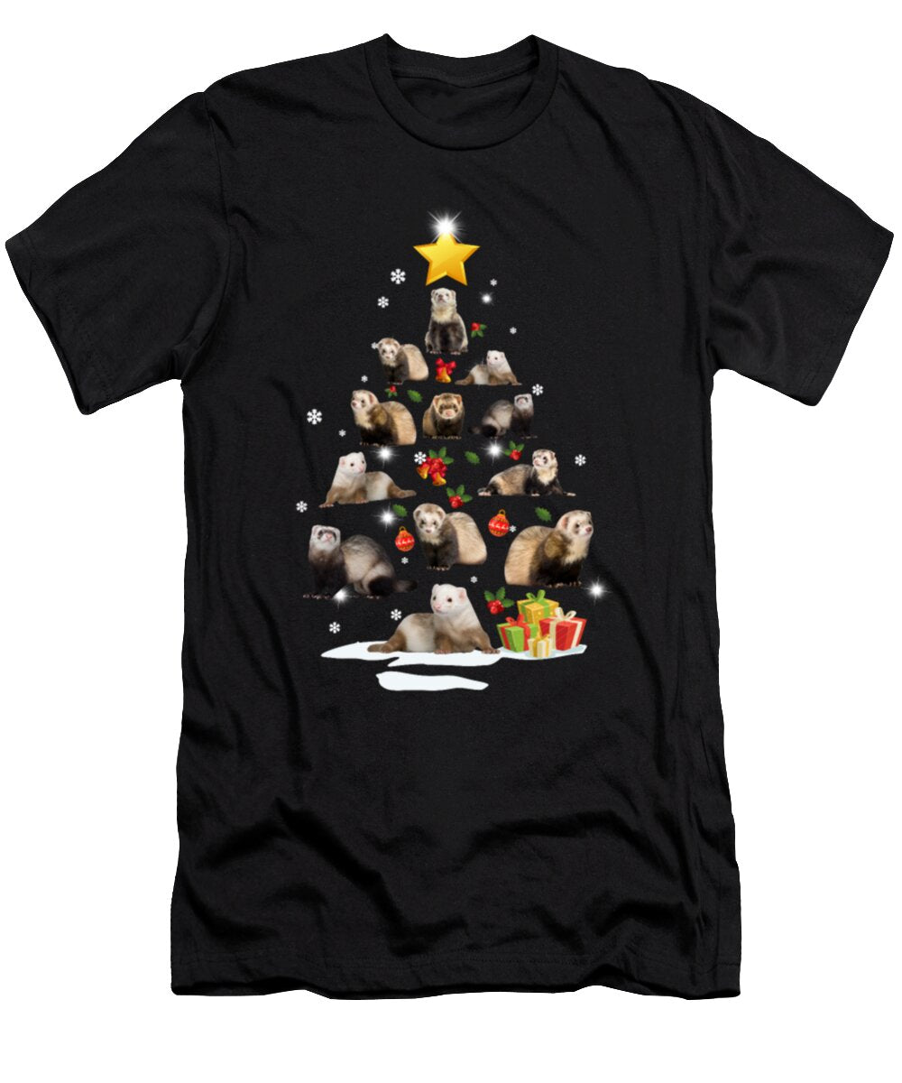 Ferret Christmas Tree Ferret Xmas Funny Gift Tinh Tran Le Thanh T-Shirt
