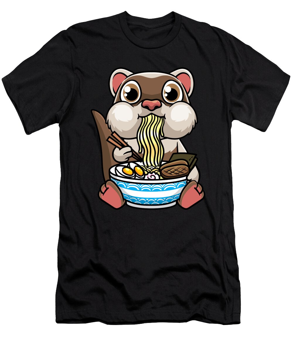 Ferret Eating Ramen Noodles Anime Kawaii Japanese Zimstarus T-Shirt