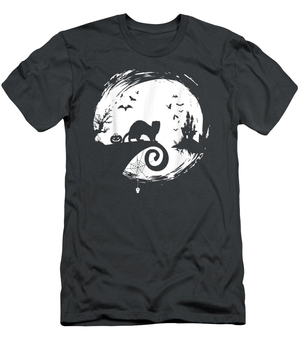 Ferret Halloween Costume Moon Silhouette Creepy Horror Biancq Louis T-Shirt