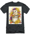 Ferret in Floral Bucket Fall Season Autumn Flowers Stoat Kit Cute Animal Elmer Powers T-Shirt