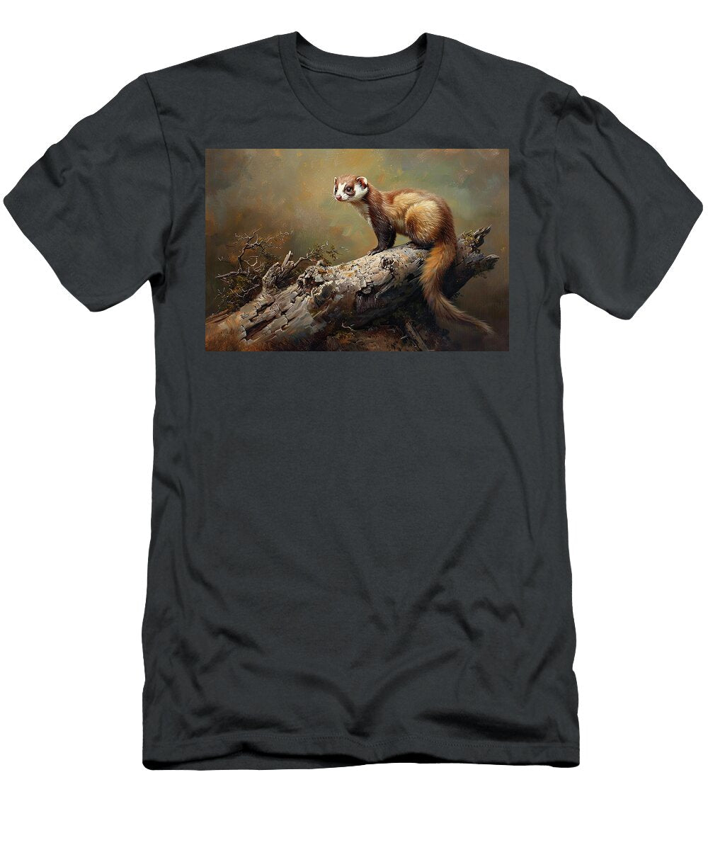 Ferret on a Fallen Log Mindscape Arts T-Shirt