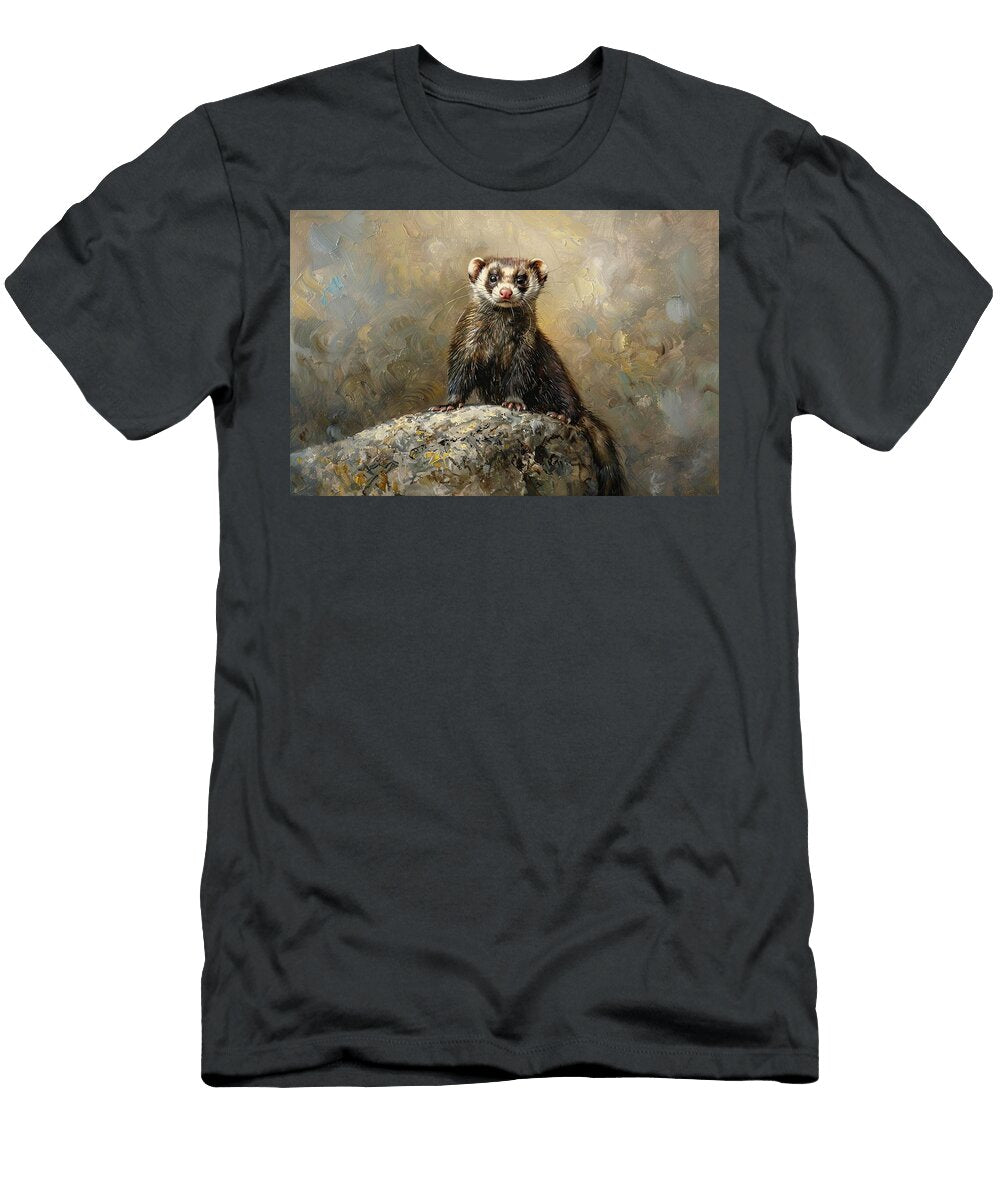 Ferret Perched on a Rock Mindscape Arts T-Shirt