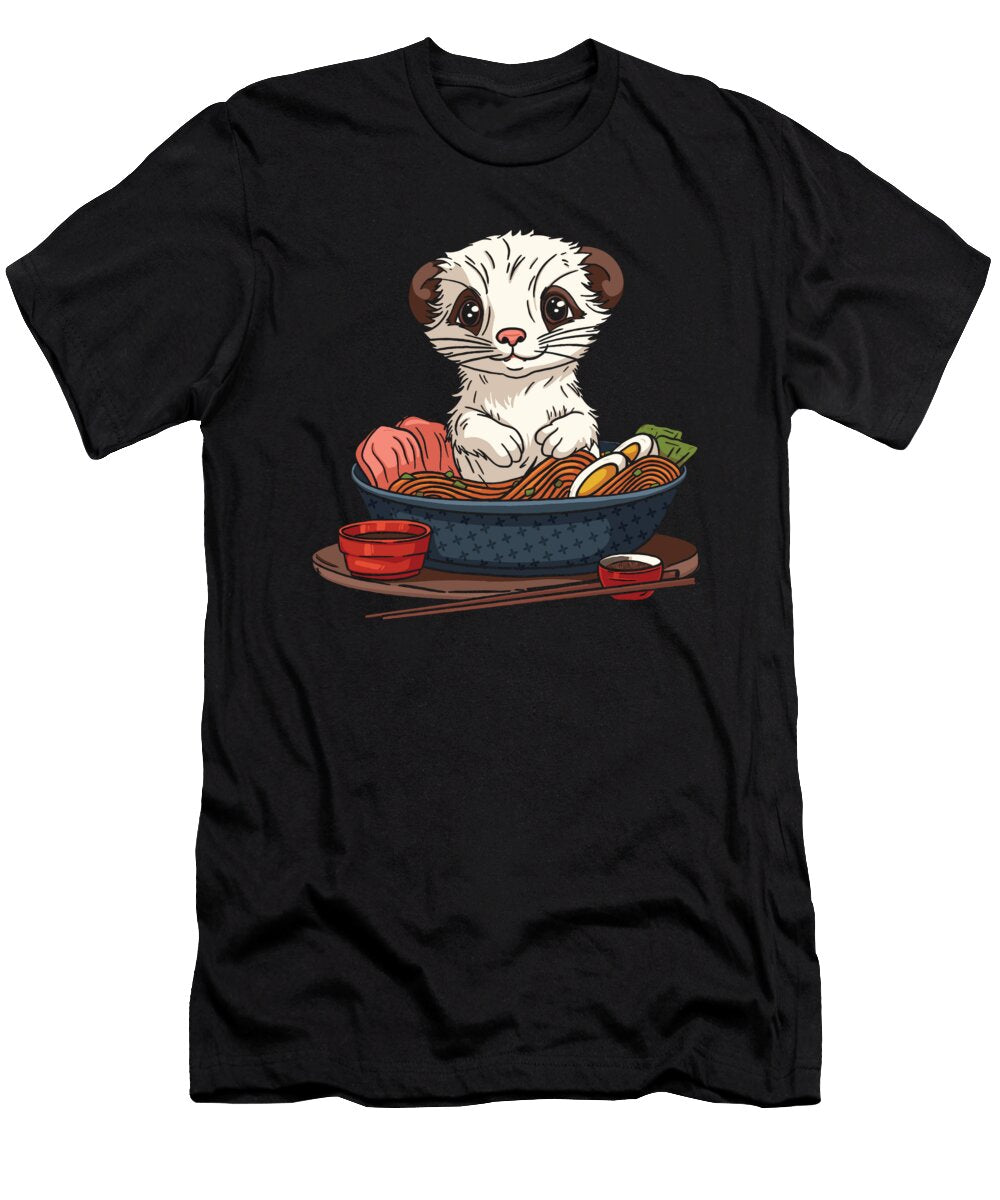 Ferret Ramen Weasel Animal Furry Ferret Crazy Squirrel T-Shirt