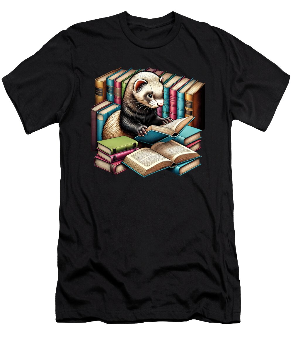 Ferret Reading Book Reader Bookworm Ferret Lover Job T-Shirt