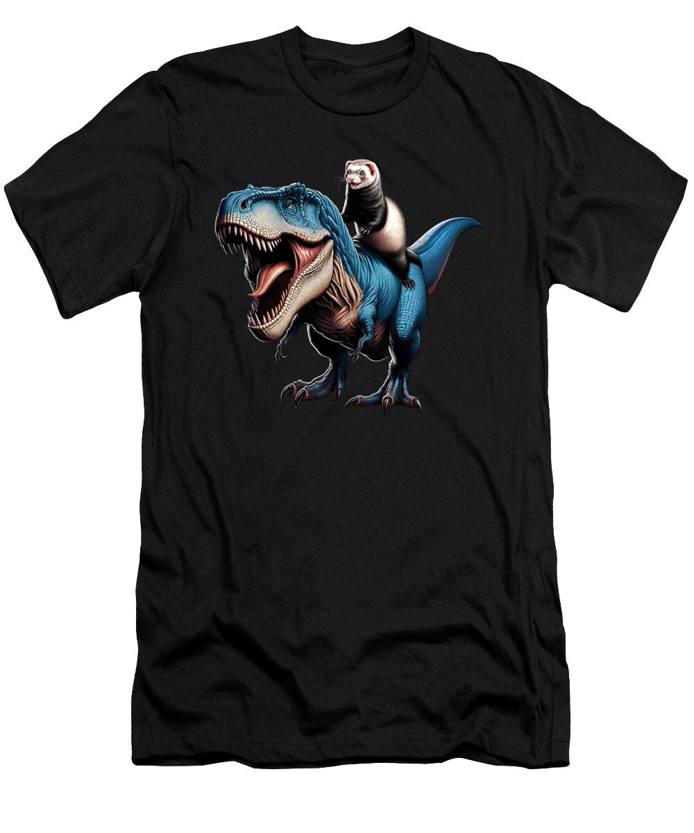 Ferret Riding Dinosaur Lover Job T-Shirt