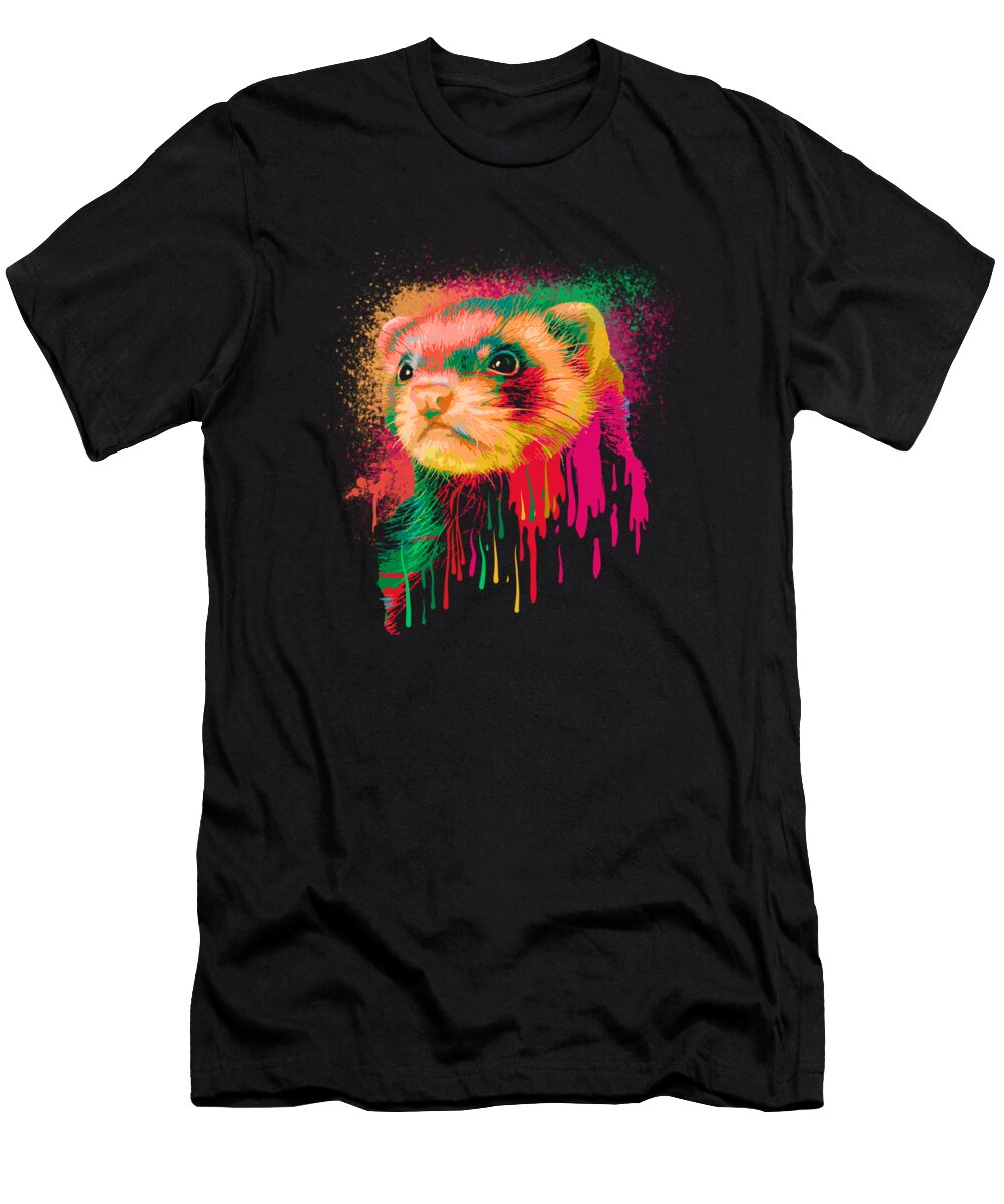 Ferret Water Art Weasel Animal Furry Ferret Crazy Squirrel T-Shirt