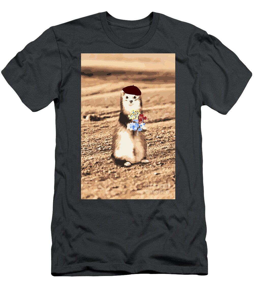 Ferret with Beret a French Twist Cool Art T-Shirt