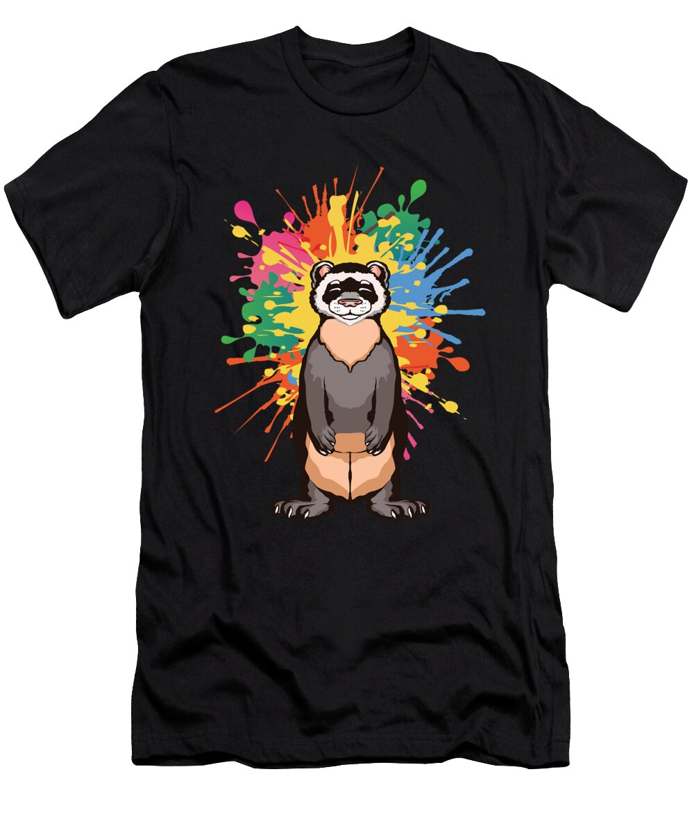 Ferret with Colored Splatters Tenshirt T-Shirt