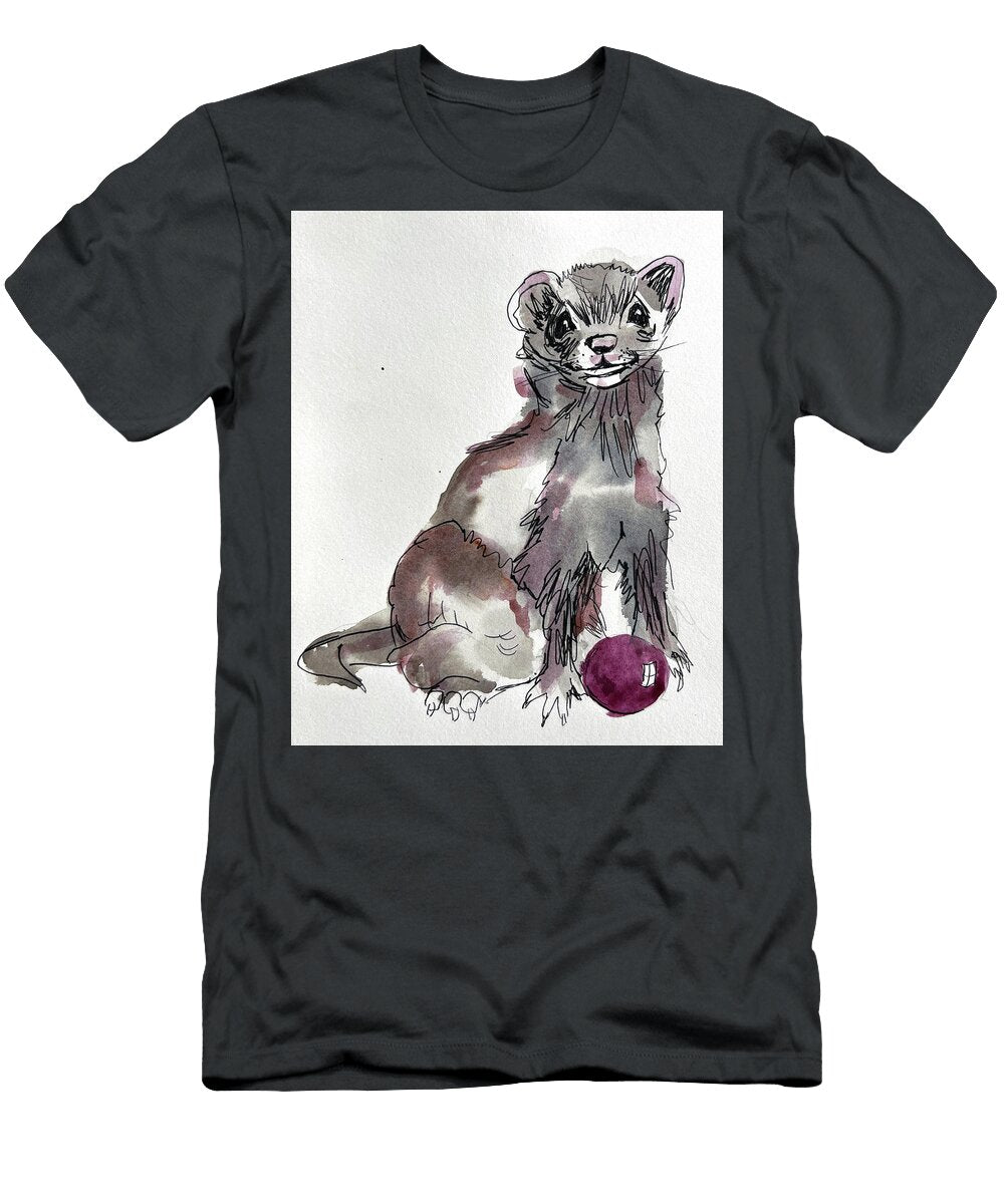 Ferret with Red Christmas Ornament Kathryn James T-Shirt