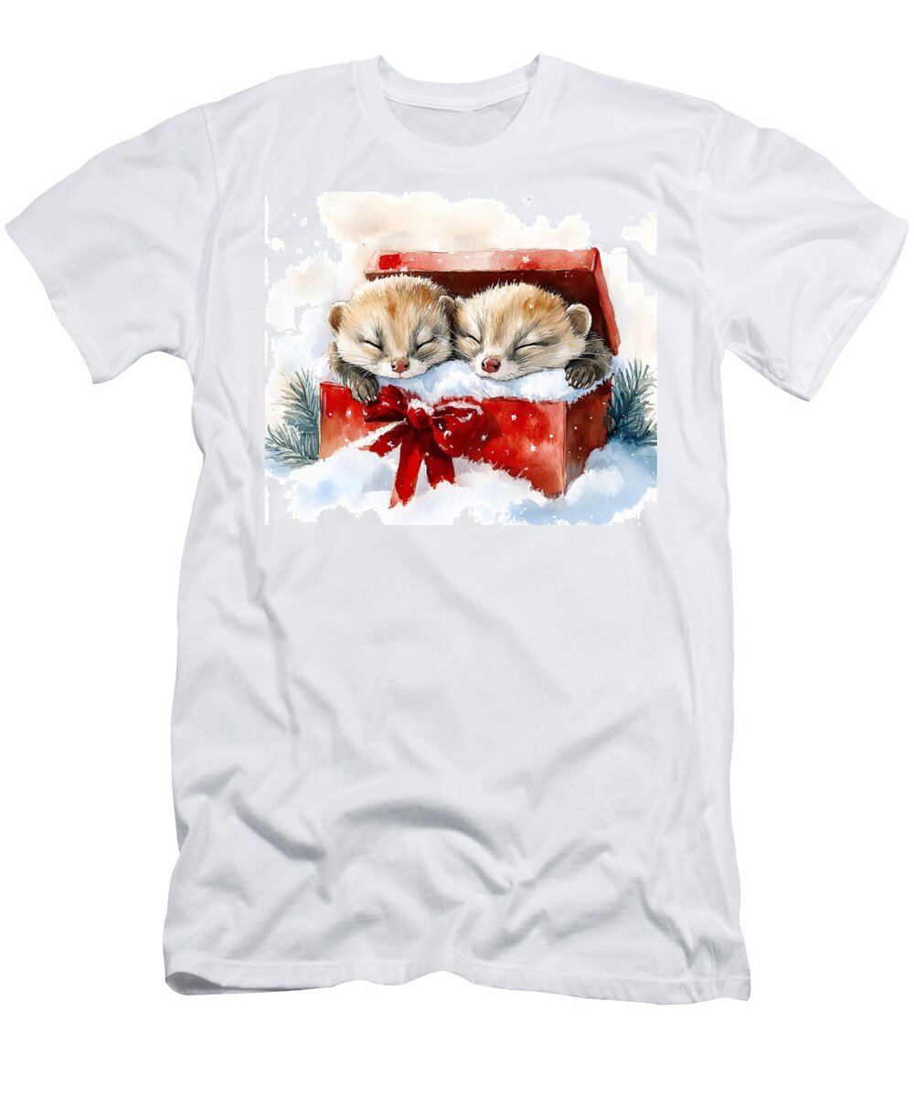 Ferrets Adorable Animals in a Gift Box Grover Mcclure T-Shirt