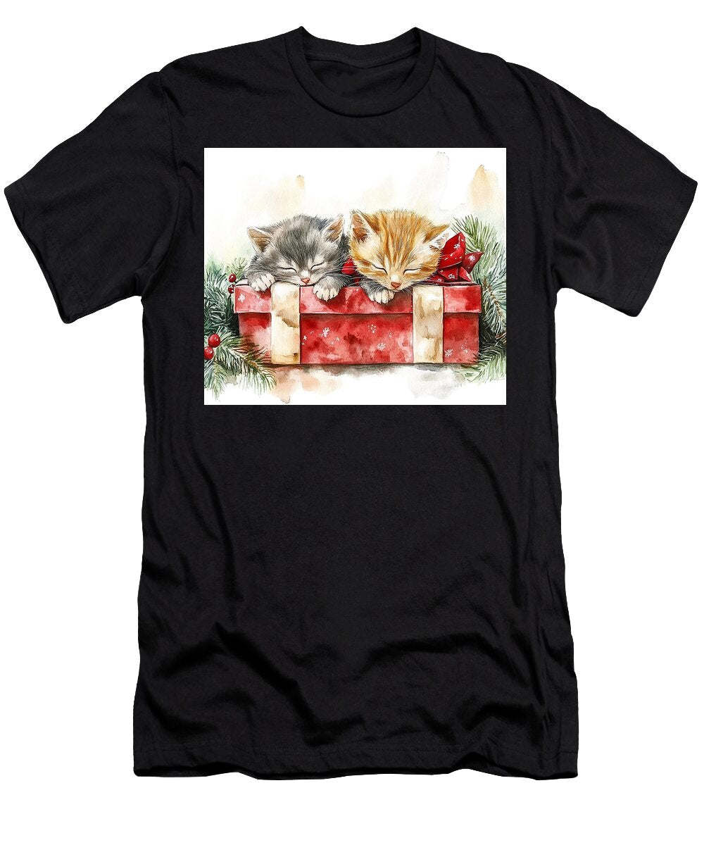 Ferrets Christmas Kittens Gift Box Grover Mcclure T-Shirt