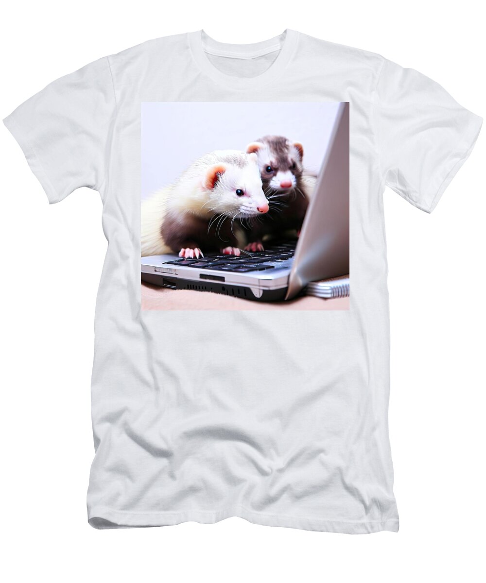 Ferrets on a Laptop David Manlove T-Shirt