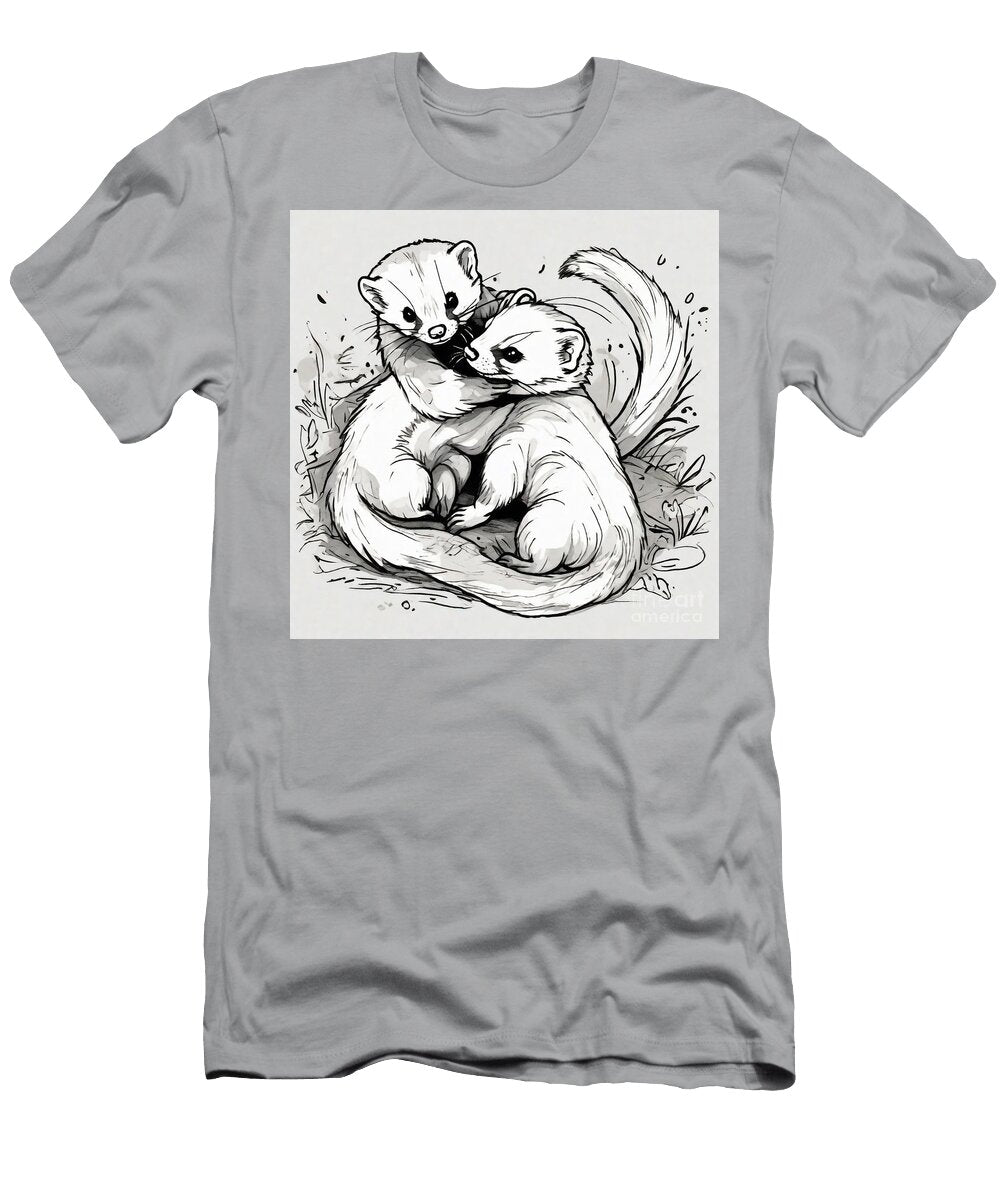 Ferrets Tumbling and Wrestling Together in Their Play Area Rhys Jacobson T-Shirt