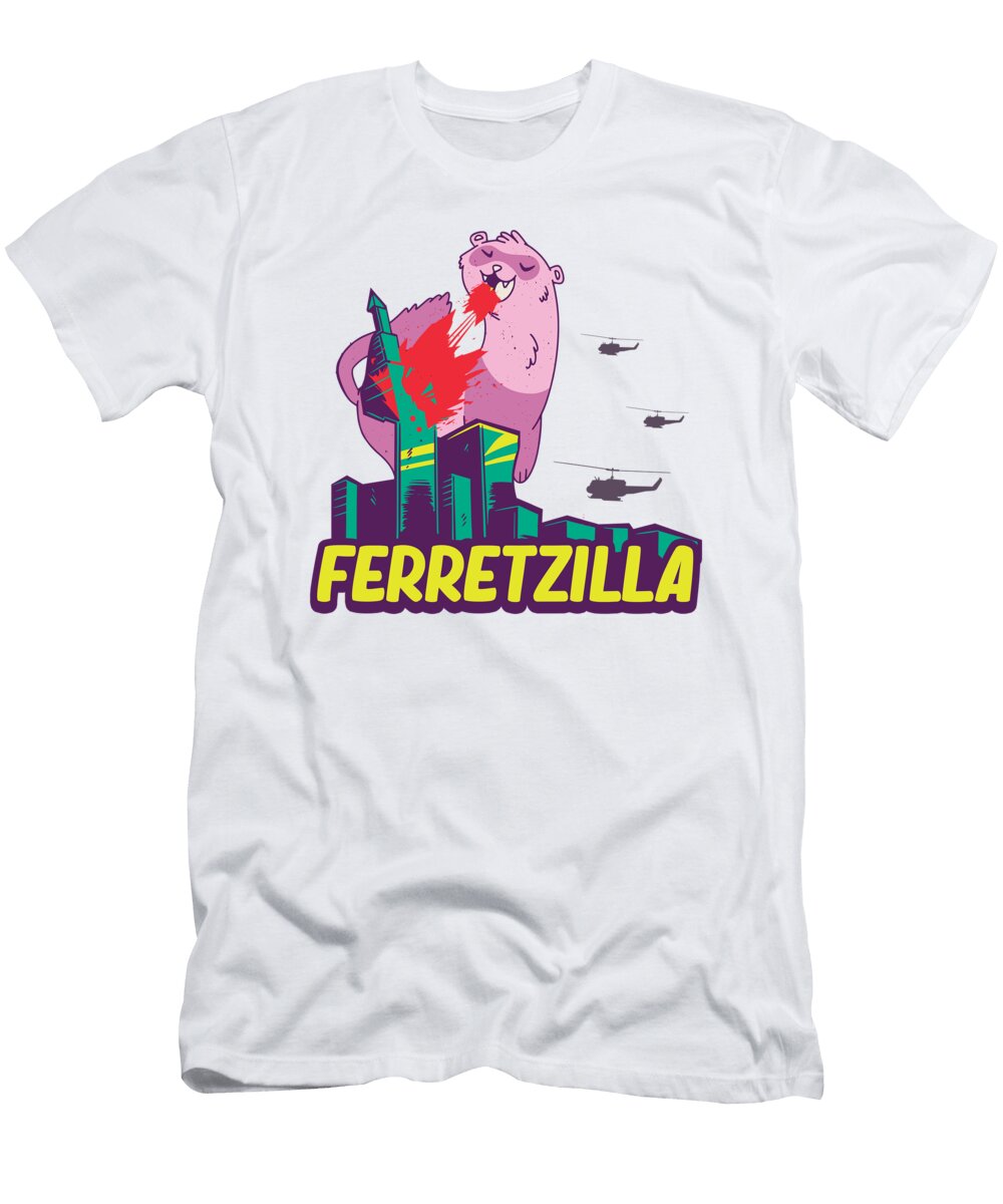 Ferretzilla Ferrets Pet Animal Funny Ferret Florian Dold Art T-Shirt