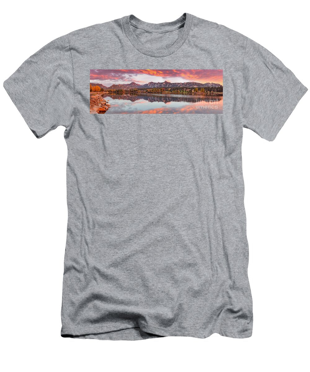 Fiery Sunrise and Alpenglow Over Estes Park Rocky Mountain National Park Estes Park Colorado Silvio Ligutti T-Shirt
