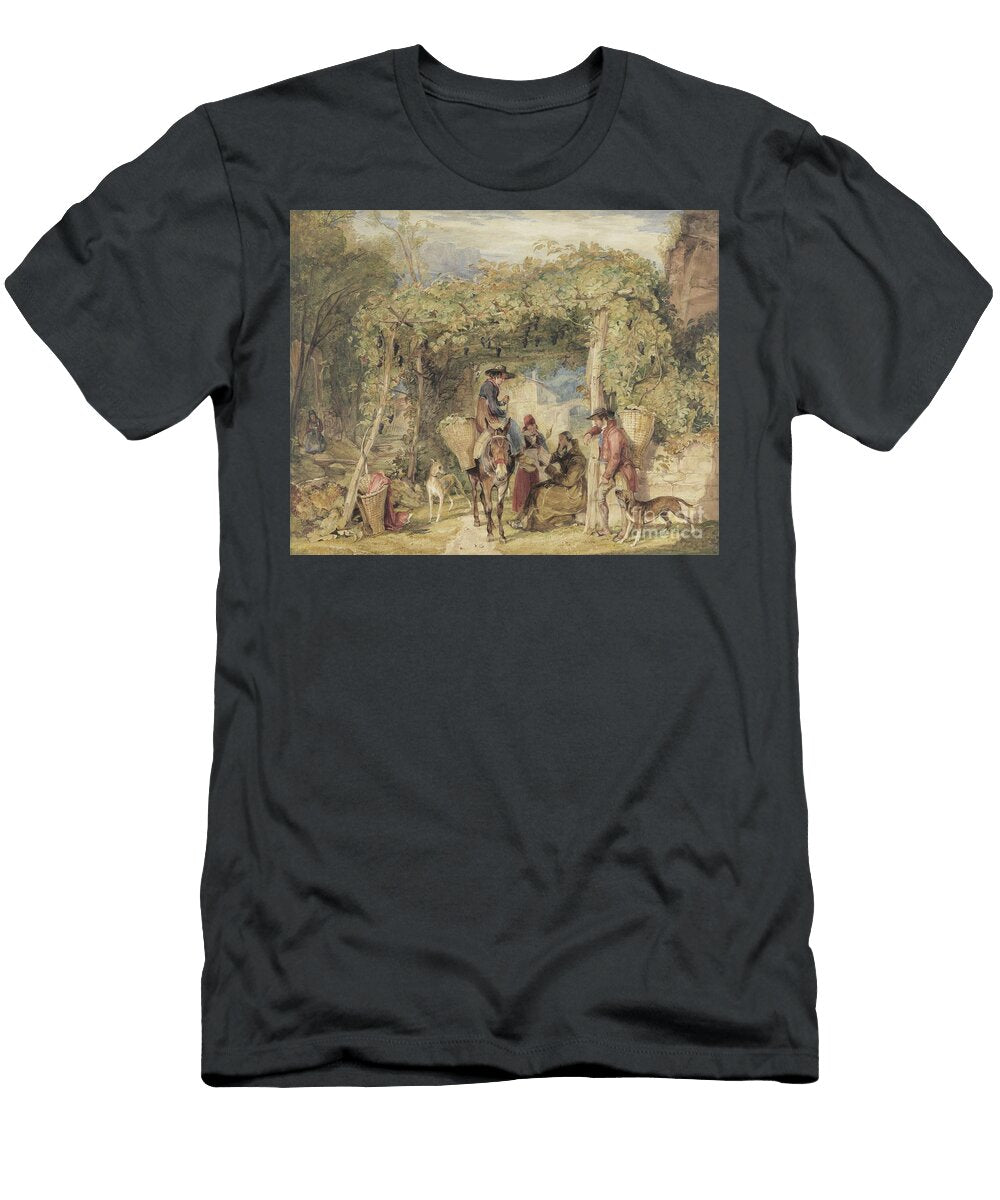 Figures and Animals in a Vineyard C 1829 Watercolor Gouache and Graphite on Paper John Frederick Lewis T-Shirt