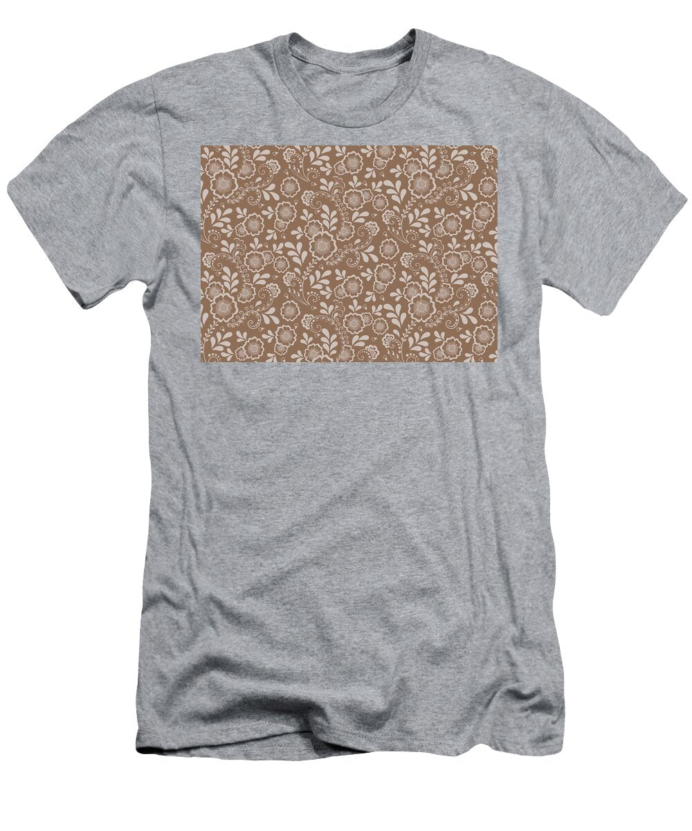 Flowers Leaf in Beaver Color Background Floral Seamless Pattern Shades of Beaver Elsayed Atta T-Shirt
