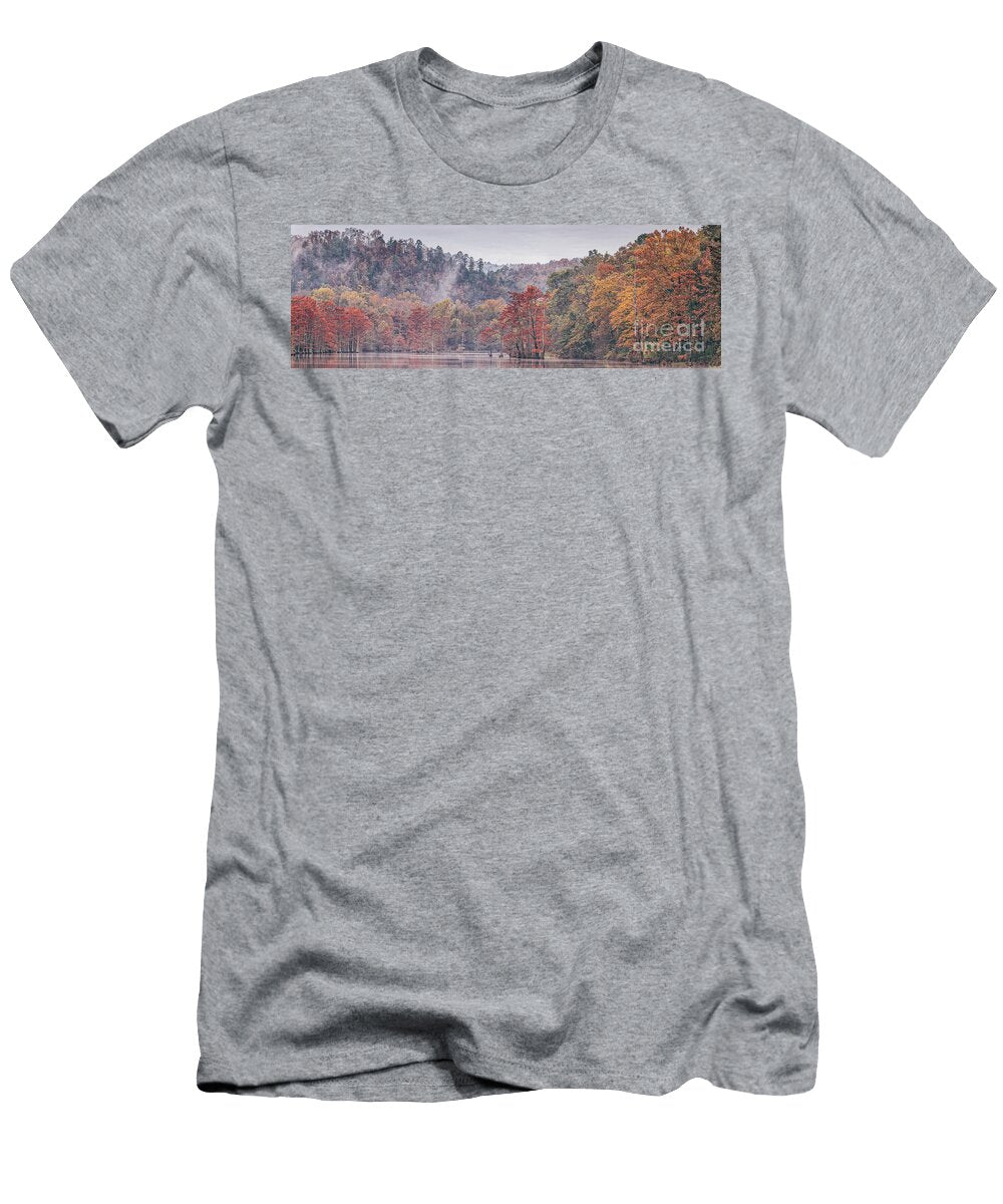 Foggy Autumn Morning At Beavers Bend State Park Broken Bow Oklahoma Silvio Ligutti T-Shirt