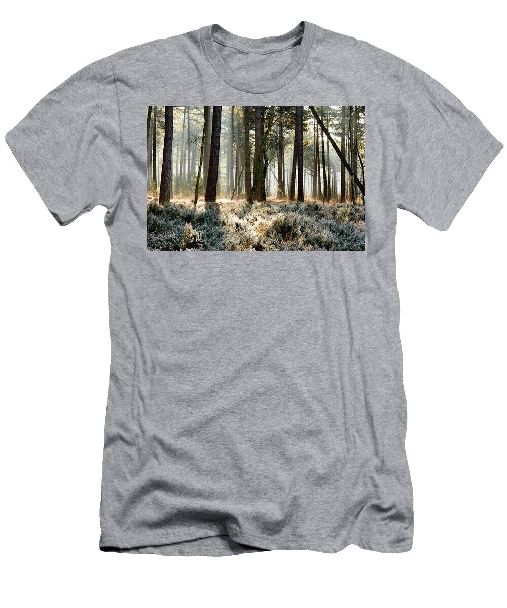 Forrest Sun Rays on Frosted Plants Johan Ferret T-Shirt